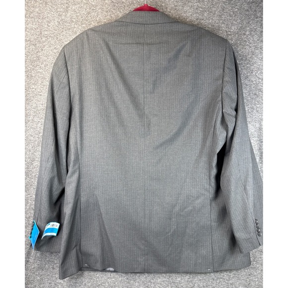 NWT Haggar Gray Pinstripe Suit Jacket Blazer Mens 48 L Tapered Waist Custom Fit - Picture 14 of 15